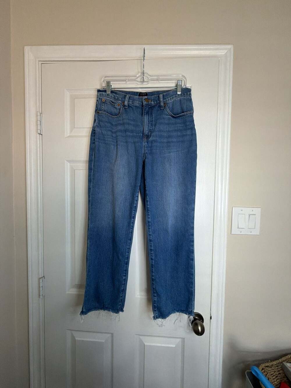 J.Crew Essential Straight Jeans Size 29 Blue Denim Raw Hem